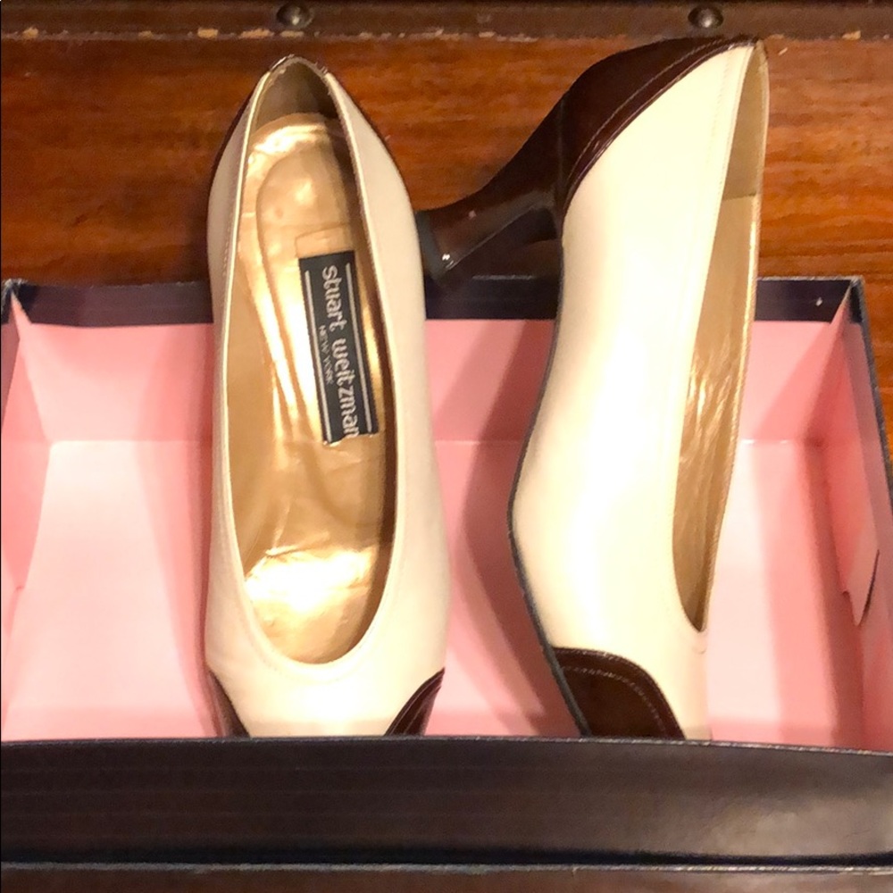 Shoes brown patent/cream leather